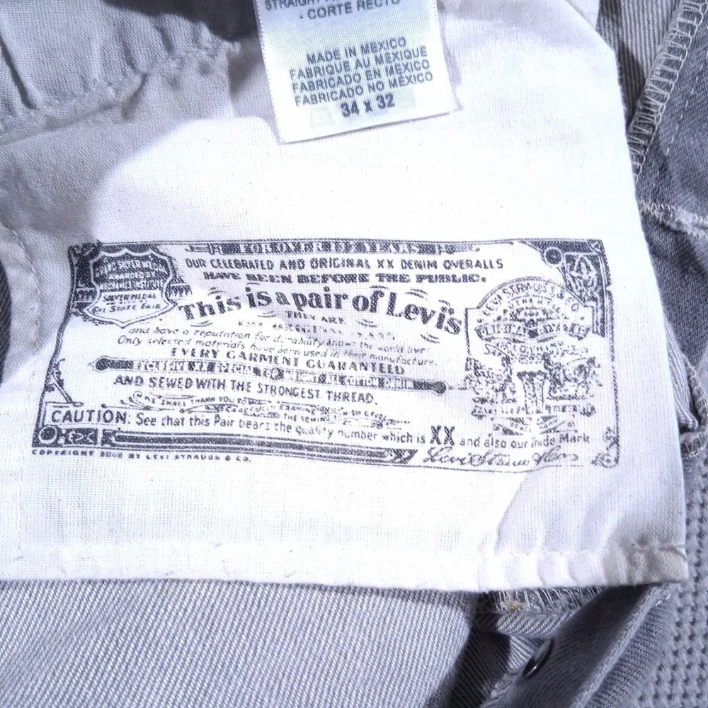 Levis 501 Org. Gray Acid Wash Str. Leg Button Fly Jeans Mens 34x32 (Fits 32x30)